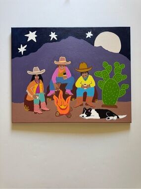 Southwestern Campfire Scene - Purple, Green & Orange